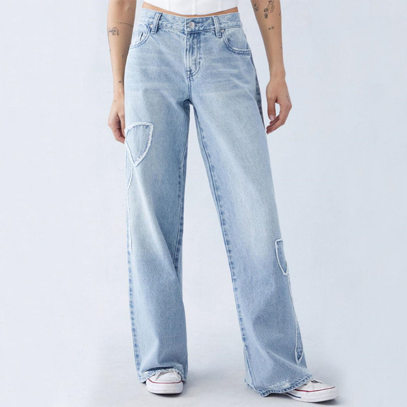Papillon Valmont — Vaquero Recto Mariposas Bordadas | Denim Artístico