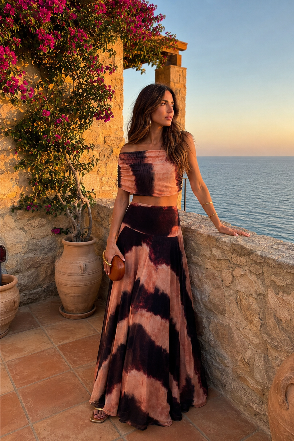 Toledo Naranja Valmont — Vestido Estampado Naranja & Marrón | Sevilla