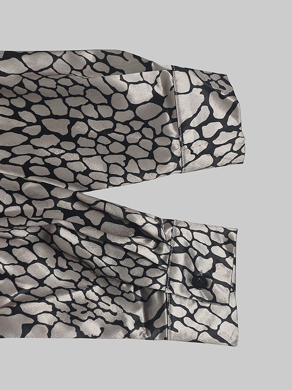Artiste Valmont — Blusa Efecto Satén Estampado Artístico | Mujer
