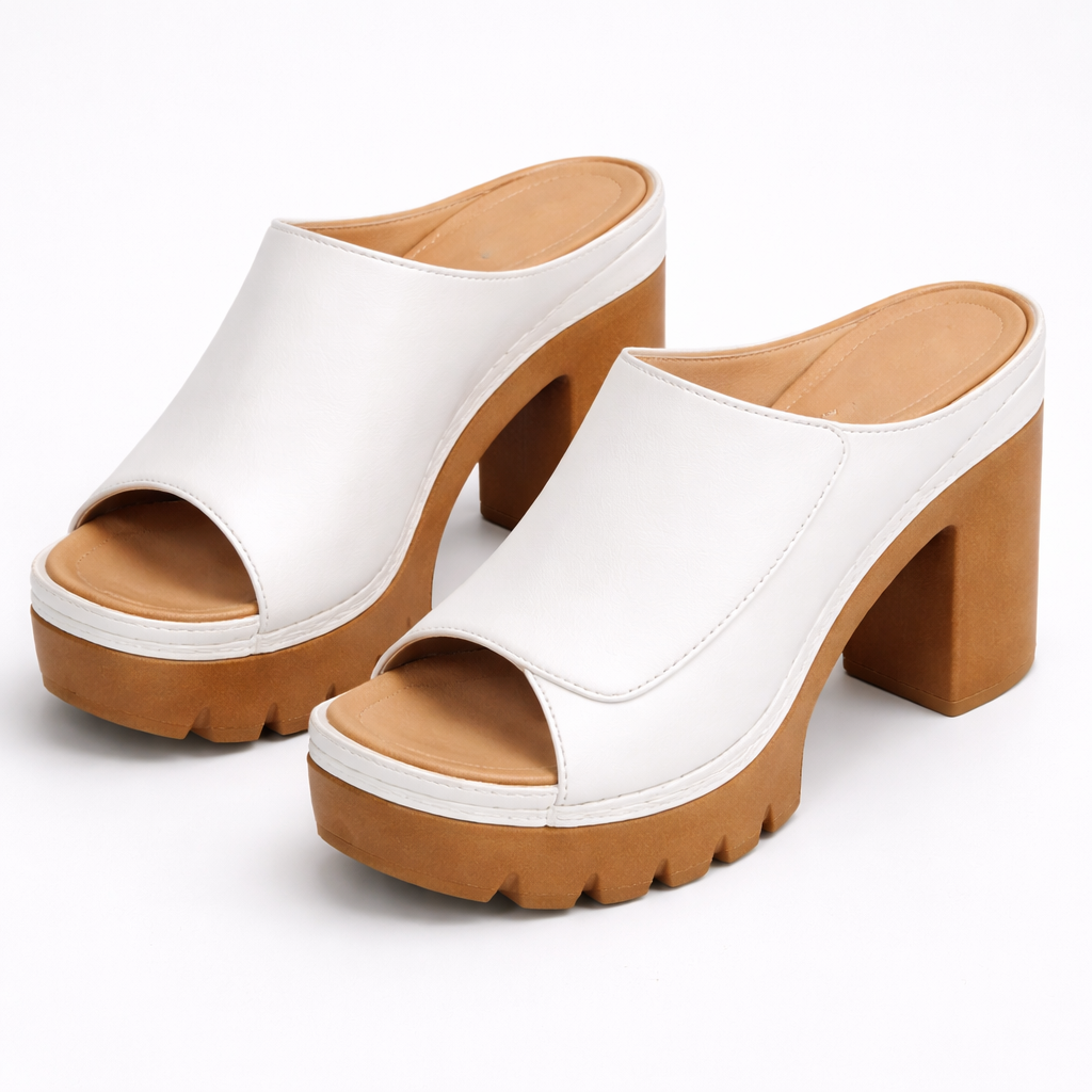 Sandalia Mizella Valmont — Cuña Cuero Femenina Premium | Marrón, Negro, Beige, Blanco y Rojo