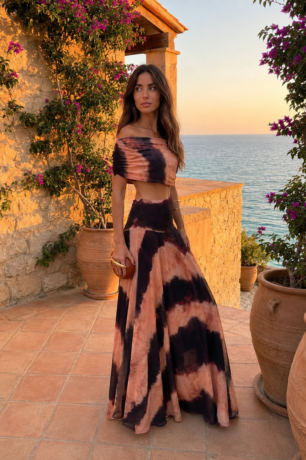 Toledo Naranja Valmont — Vestido Estampado Naranja & Marrón | Sevilla