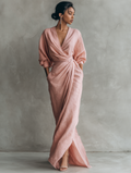 Rosée Valmont — Vestido Maxi Minimalista Rosa Lino & Escote en V | Pureza Primaveral