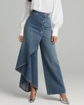 Croisé Valmont — Vaquero Cruzado Cintura Alta | Mujer Denim Luxe