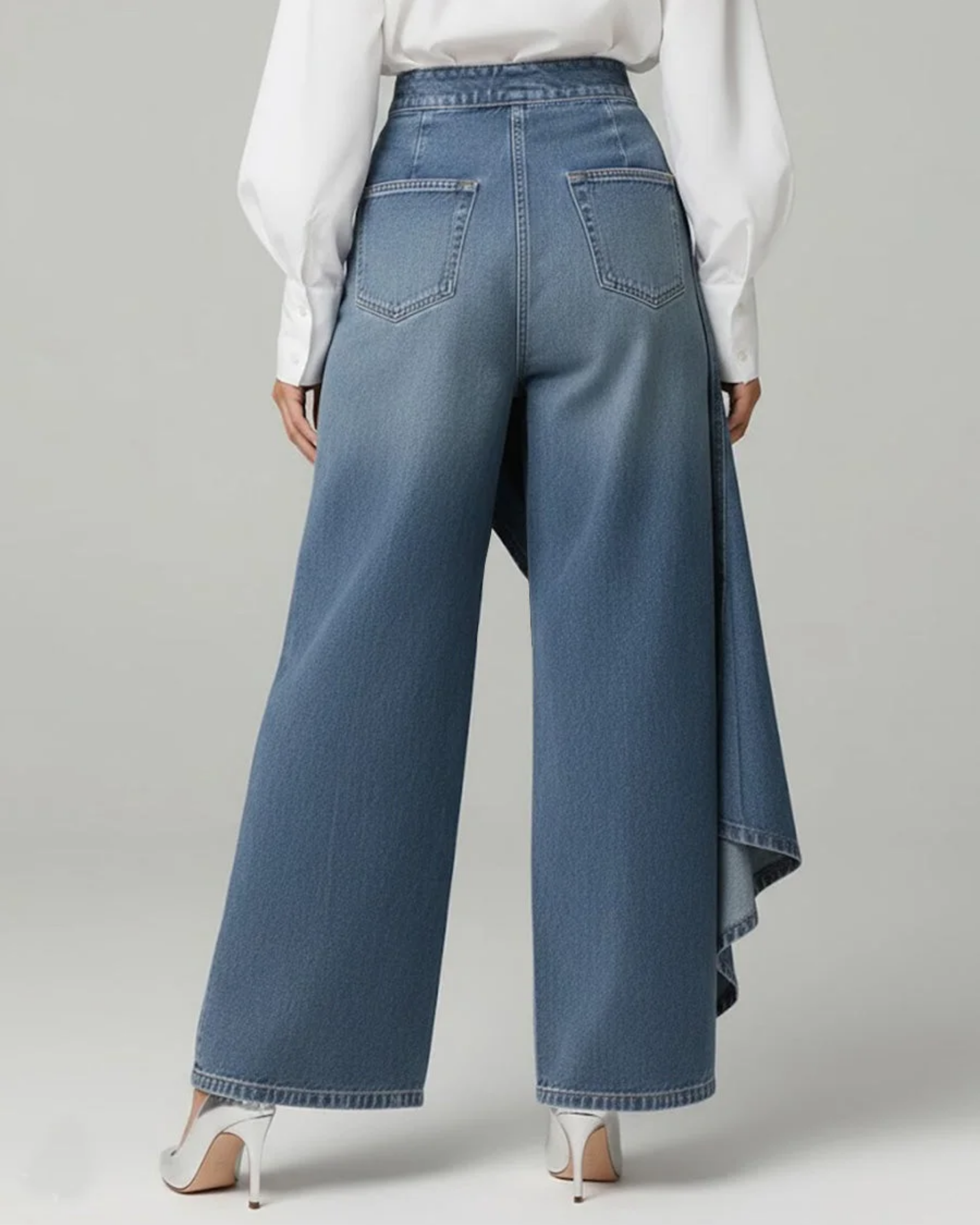 Croisé Valmont — Vaquero Cruzado Cintura Alta | Mujer Denim Luxe
