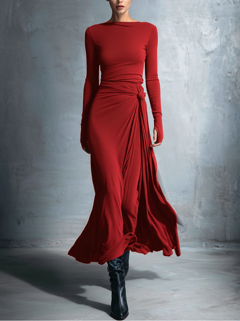 Alba Valmont — Vestido Largo con Nudo Lateral | Sencillez que Enamora