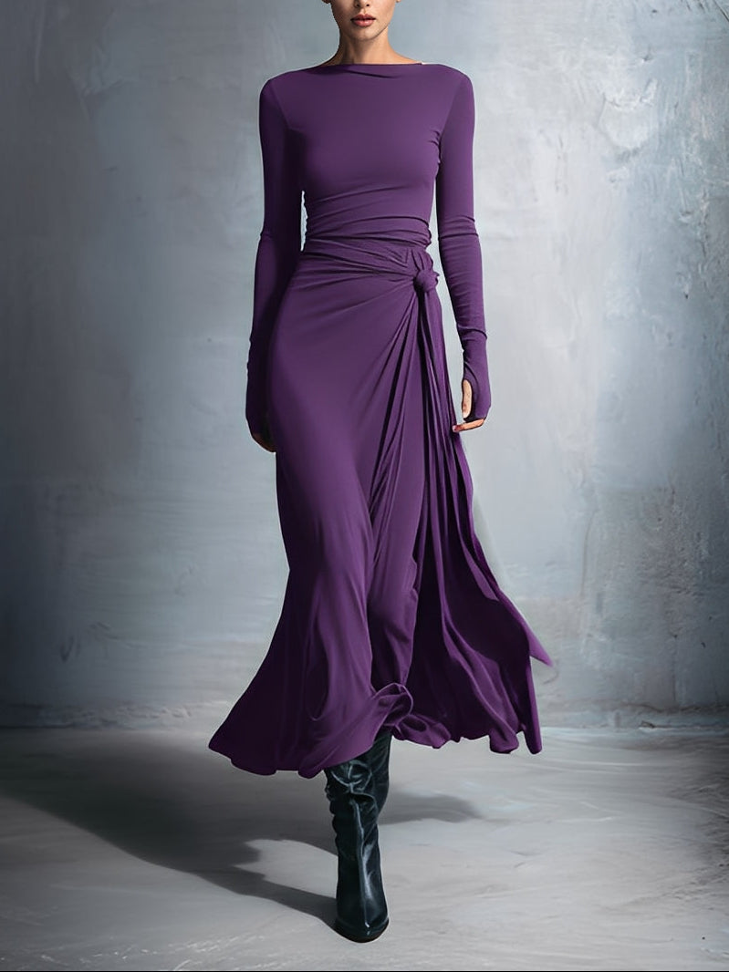 Alba Valmont — Vestido Largo con Nudo Lateral | Sencillez que Enamora