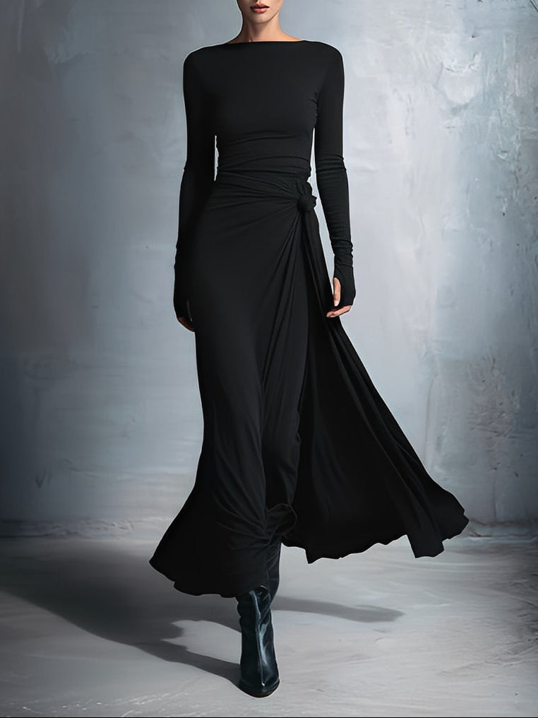 Alba Valmont — Vestido Largo con Nudo Lateral | Sencillez que Enamora