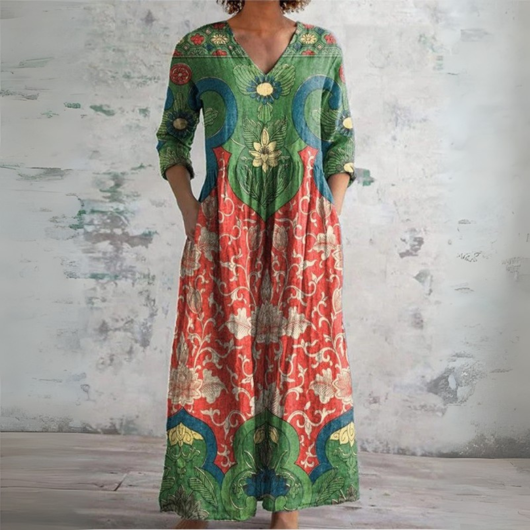 Vestido Judith Valmont — Robe de Plage Multicolor Vibrante | Estampado Floral