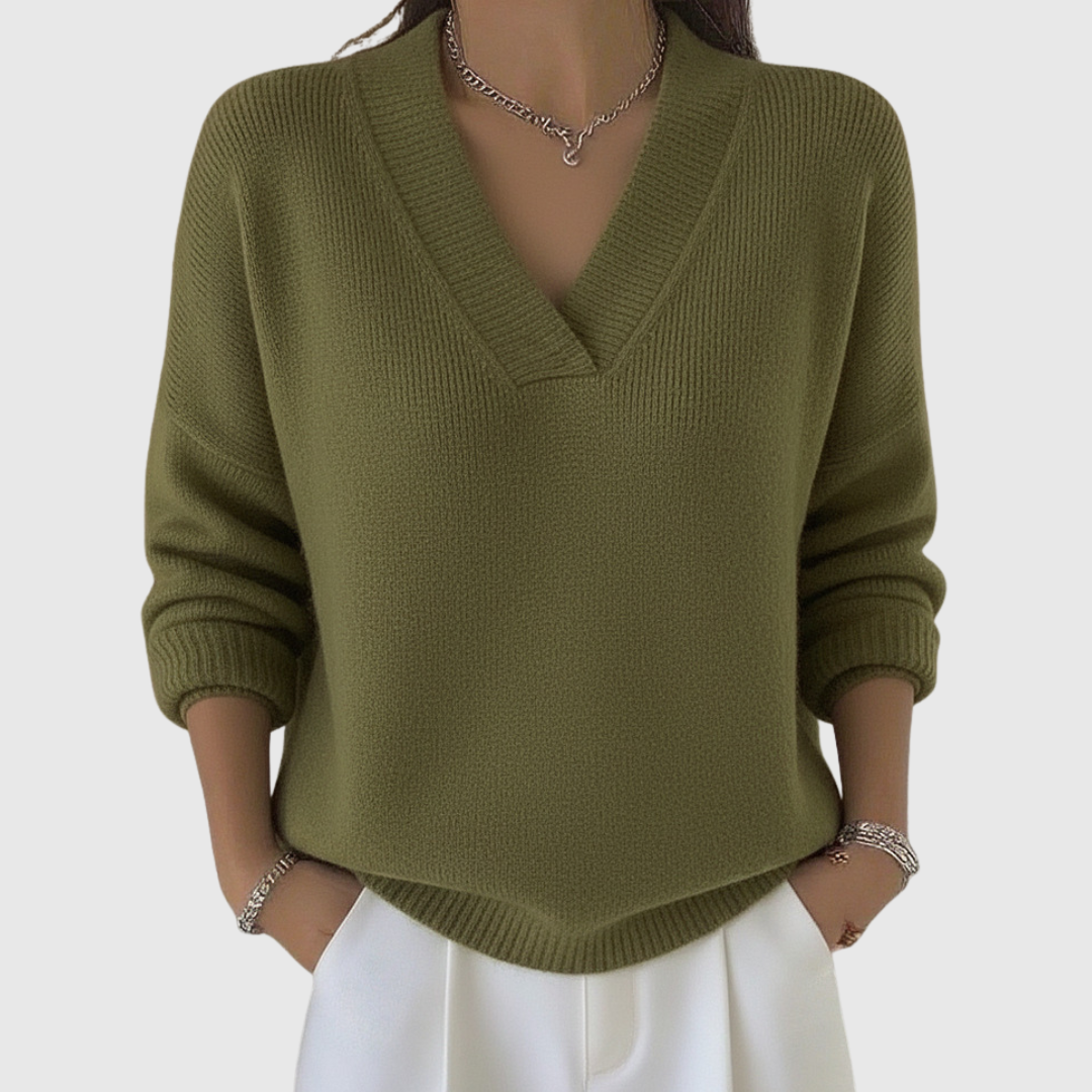 Jerseys Faye Valmont — suavidad que viste con distinción | Jersey Cuello V Suave Corte Relajado