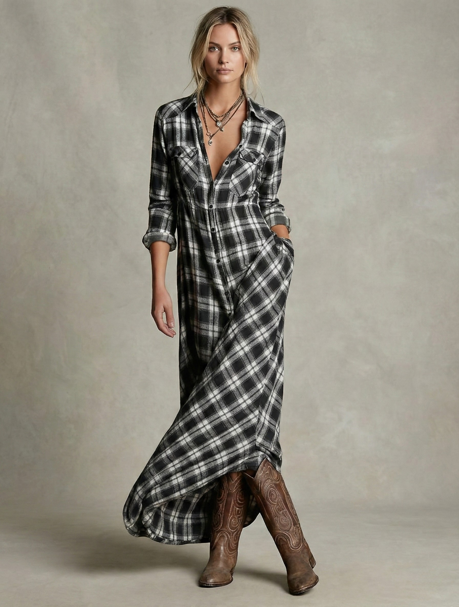 Rosa Valmont — Vestido Camisero Cuadros Esmeralda | LIQUIDACIÓN 50%