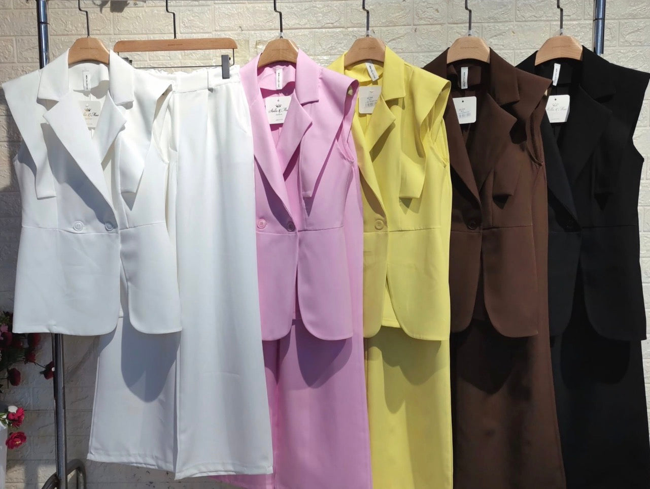 Méndez Blanc Valmont — Conjunto Blazer Sin Mangas & Wide Leg | Blanc Total