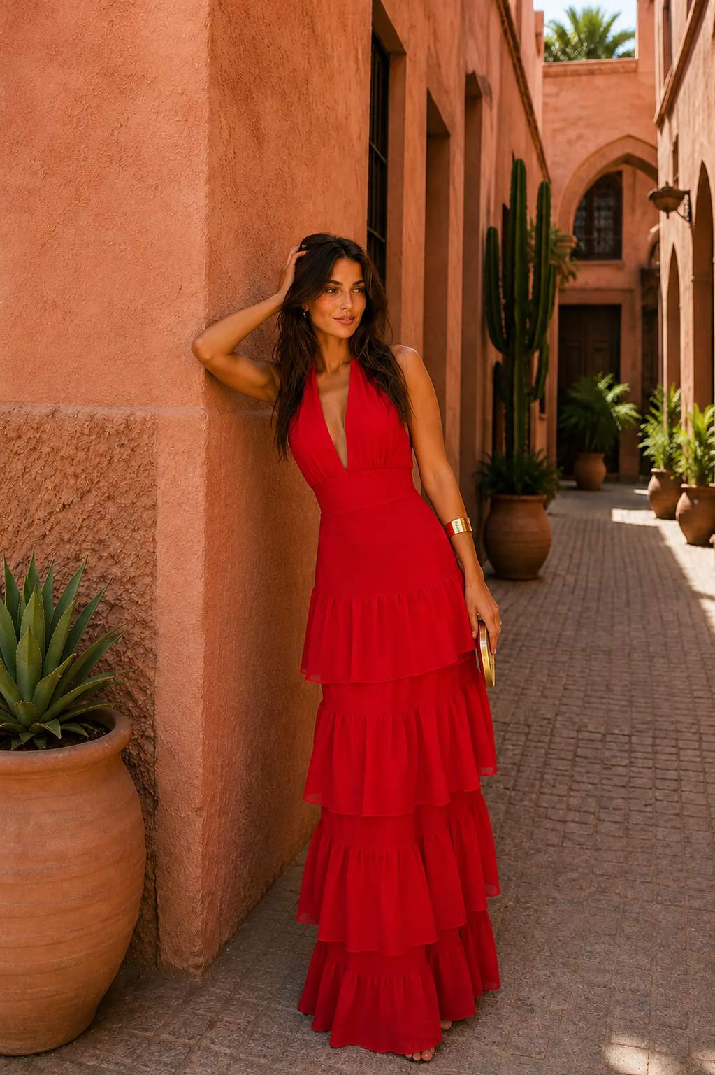 Manila Valmont — Vestido Rojo | Colección Marrakech