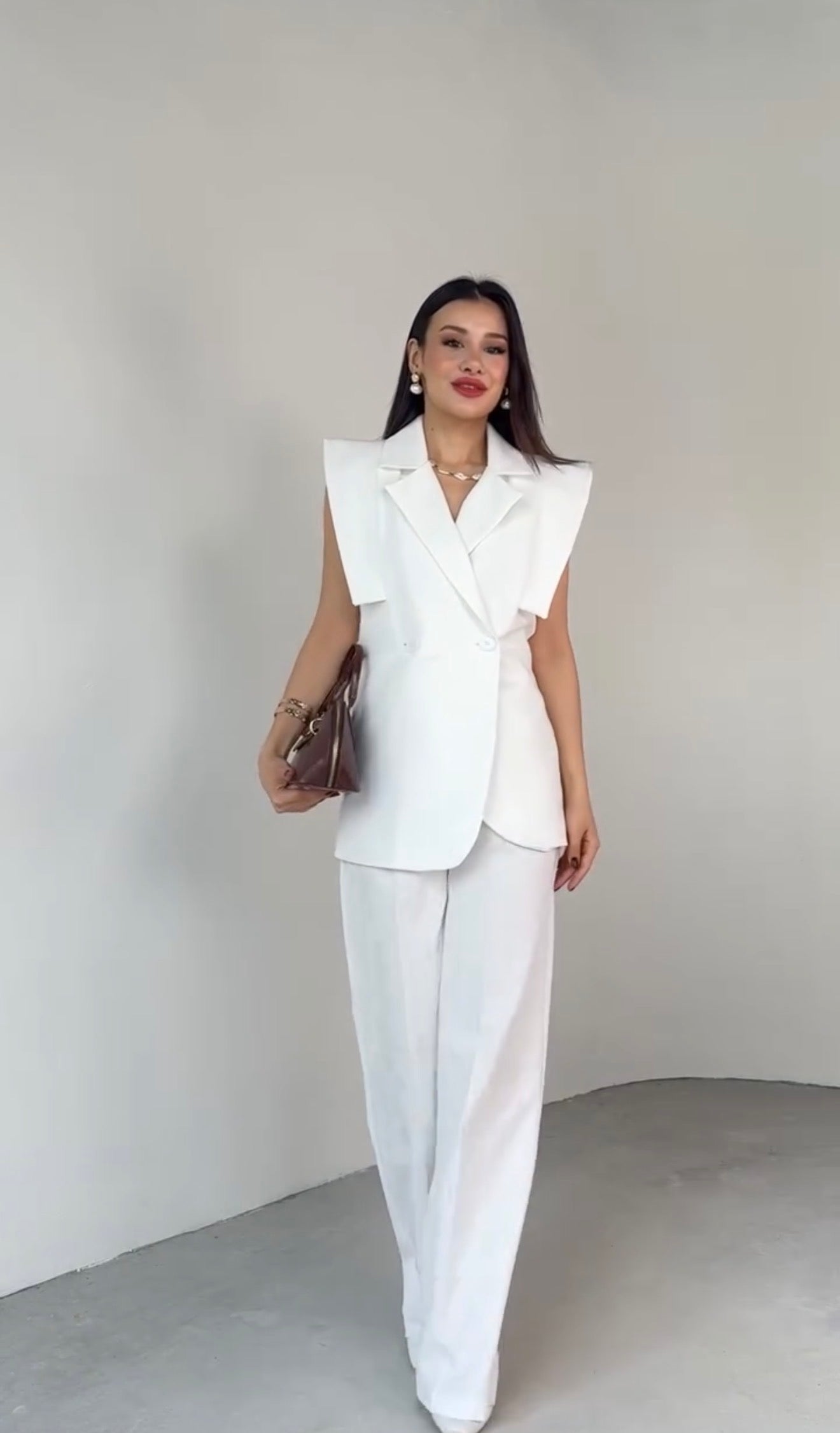 Méndez Blanc Valmont — Conjunto Blazer Sin Mangas & Wide Leg | Blanc Total