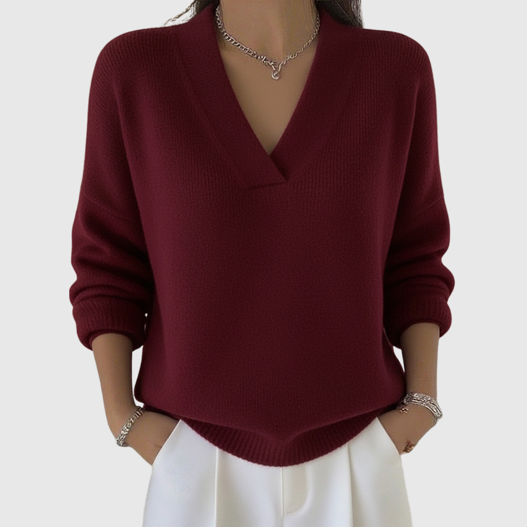 Jerseys Faye Valmont — suavidad que viste con distinción | Jersey Cuello V Suave Corte Relajado
