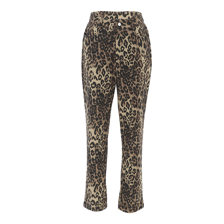 Jungle Valmont — Pantalón Recto Cintura Alta Leopardo | Femme Féline