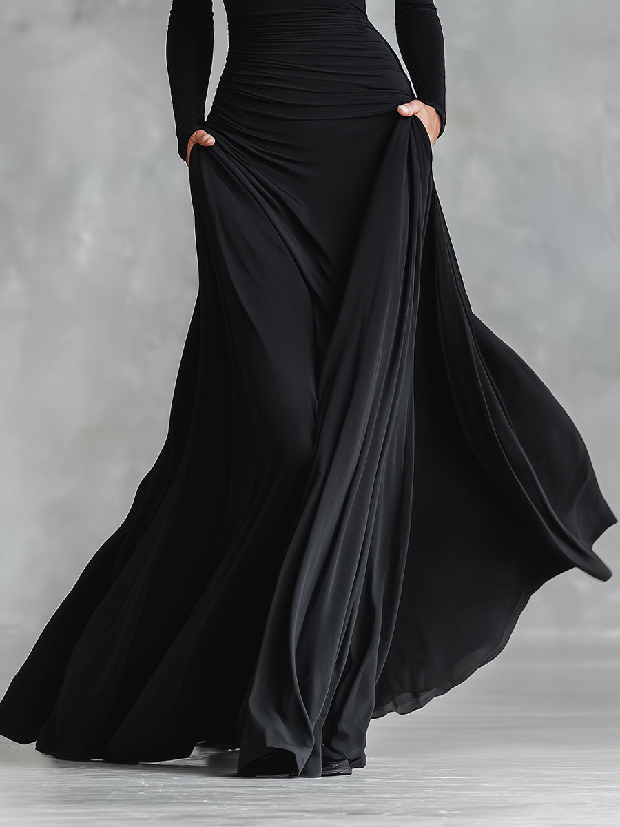 Plis Valmont — Vestido Maxi Elegante con Pliegues Fluidos | Gracia