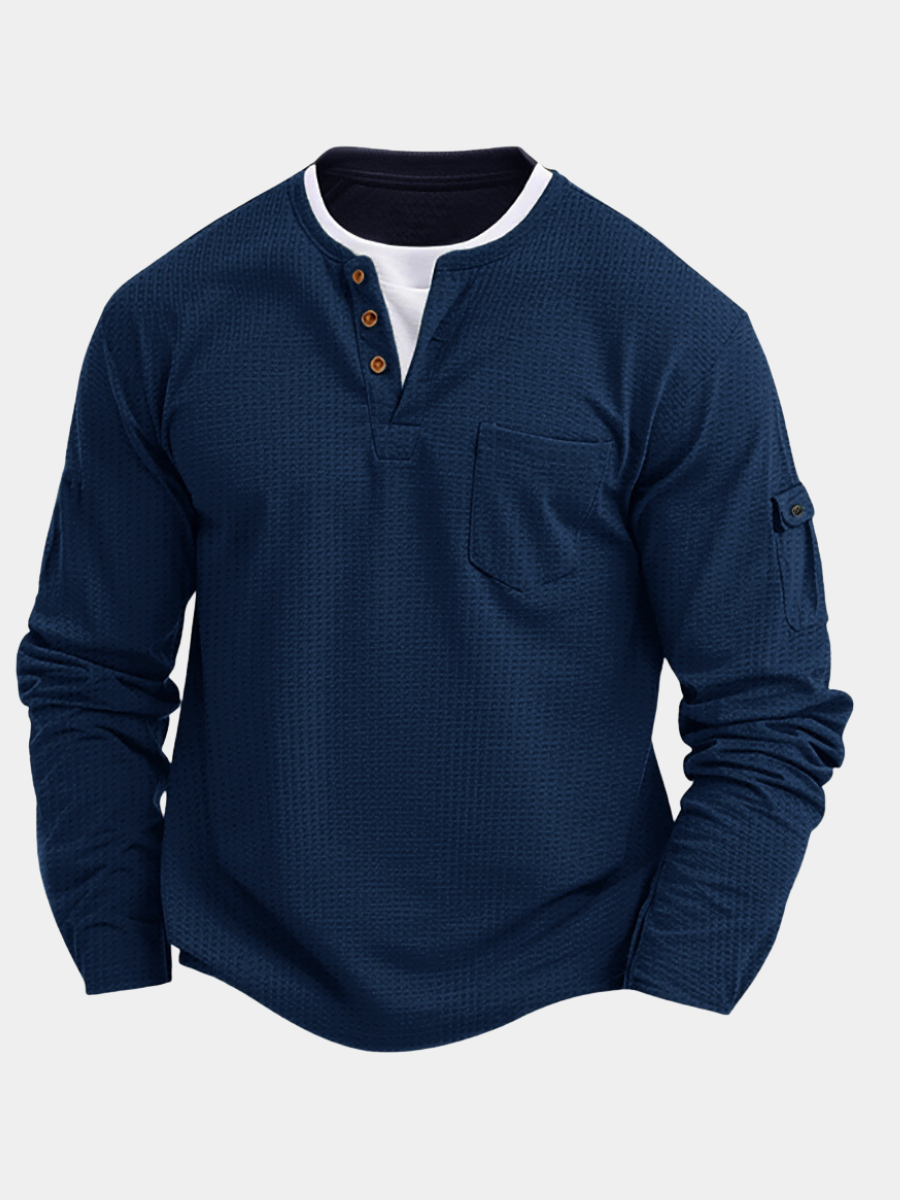 Camisa Théodore Valmont — Manga Larga Moderna | Azul
