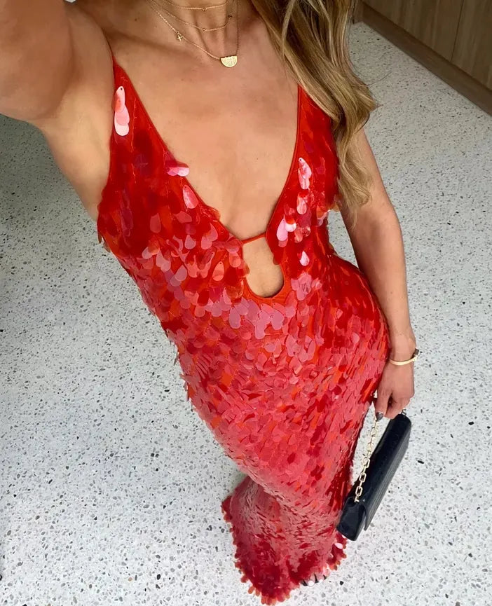 Alejandra Valmont — Vestido Maxi con Lentejuelas | Marbella 2026