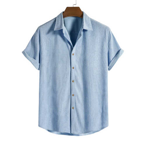 Raphaël Valmont Shirt — Short Buttoned Sleeves | Beige, Light Blue, Pink, Black, and Yellow