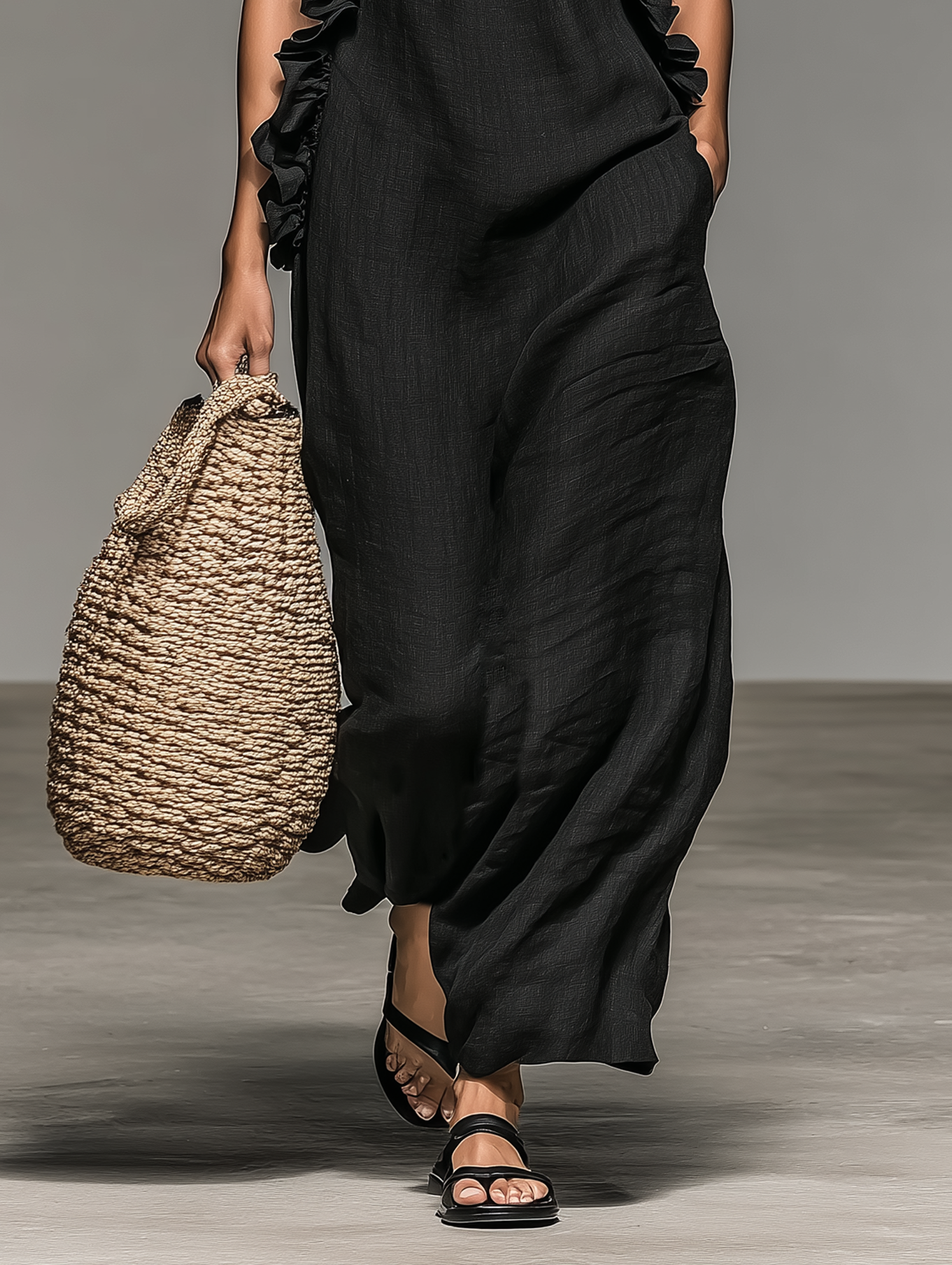 Gladys | Vestido Maxi con Bolsillos - Color Negro