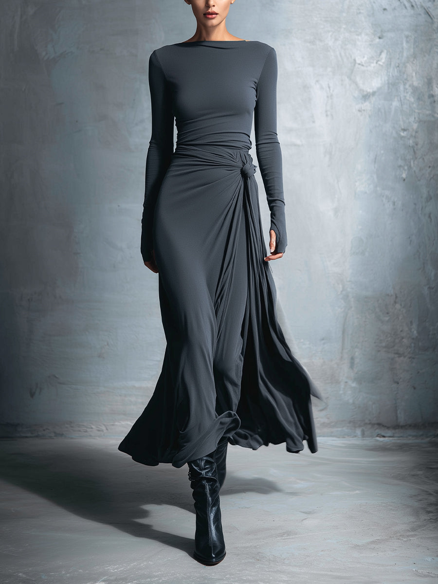 Alba Valmont — Vestido Largo con Nudo Lateral | Sencillez que Enamora