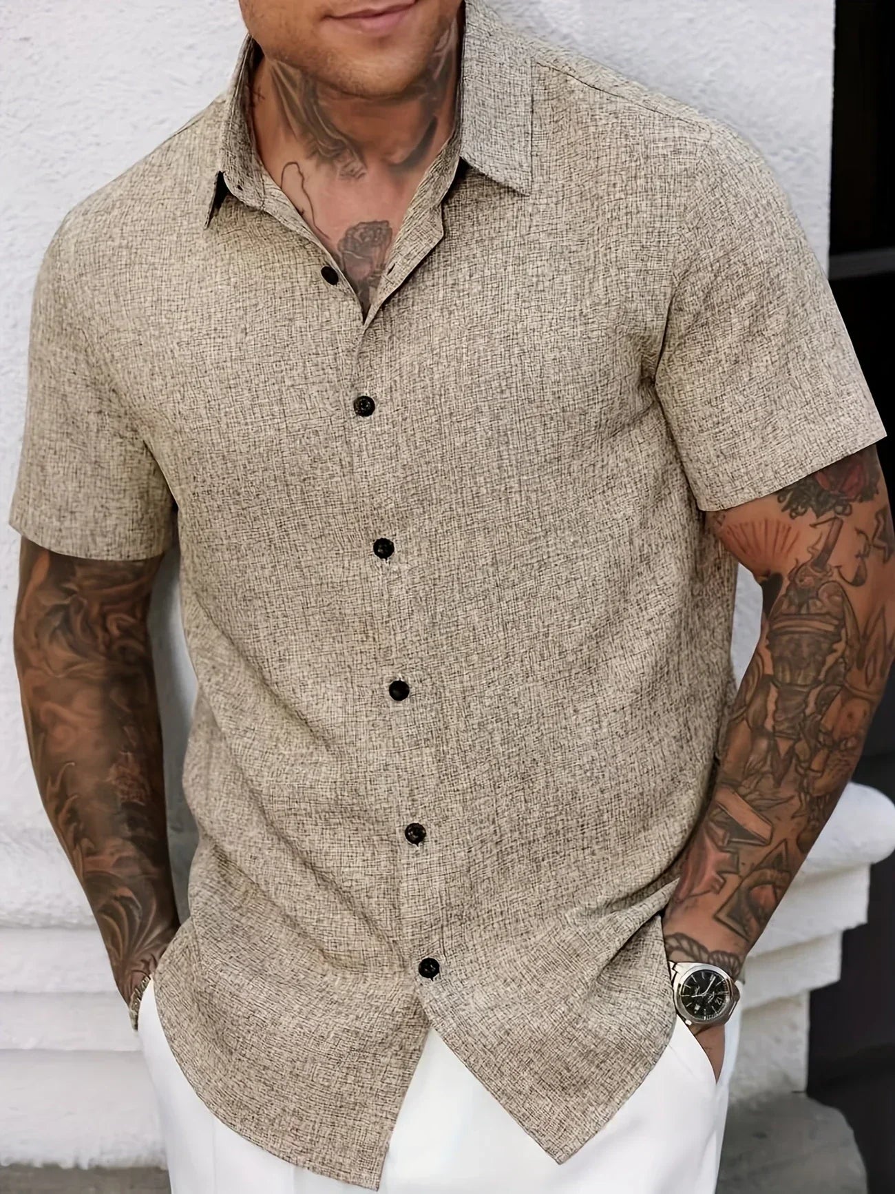 Camisa Lin Valmont — Distinción sin esfuerzo | Beige