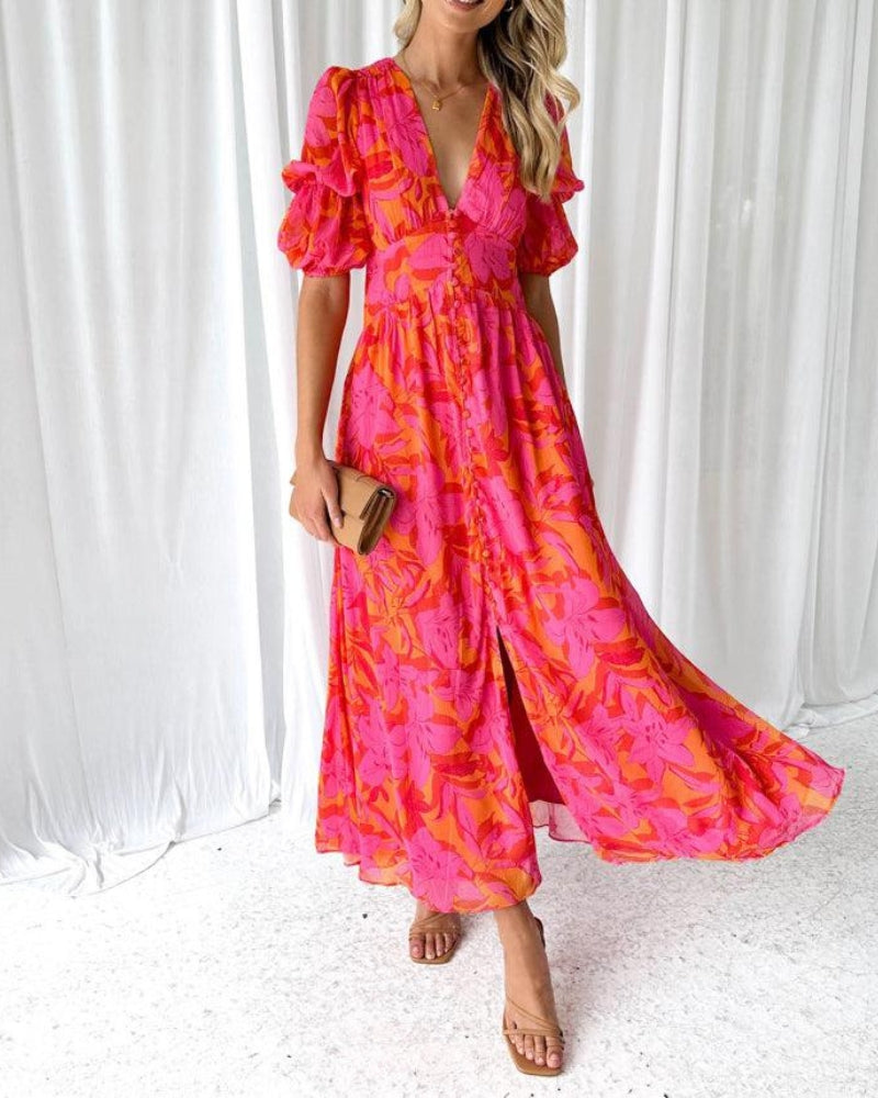 Vestido Soleil Royal Valmont maxi chifón