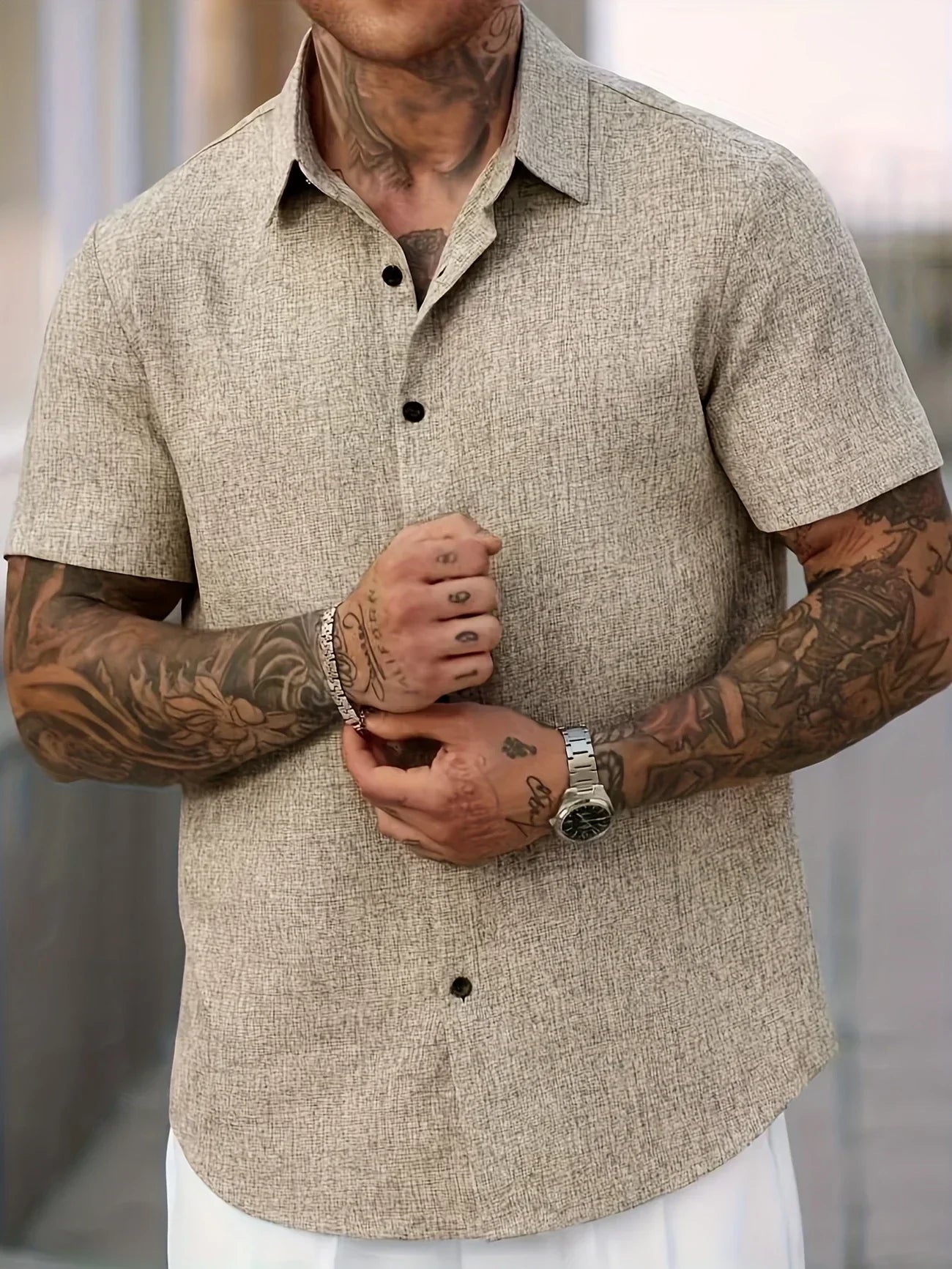 Camisa Lin Valmont — Distinción sin esfuerzo | Beige