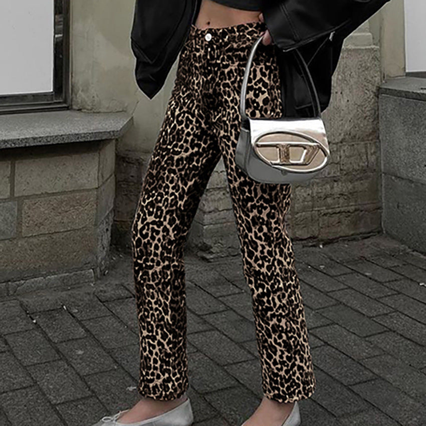 Jungle Valmont — Pantalón Recto Cintura Alta Leopardo | Femme Féline