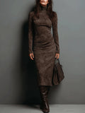 Daim Valmont — Vestido Midi Efecto Ante | Elegancia Atemporal