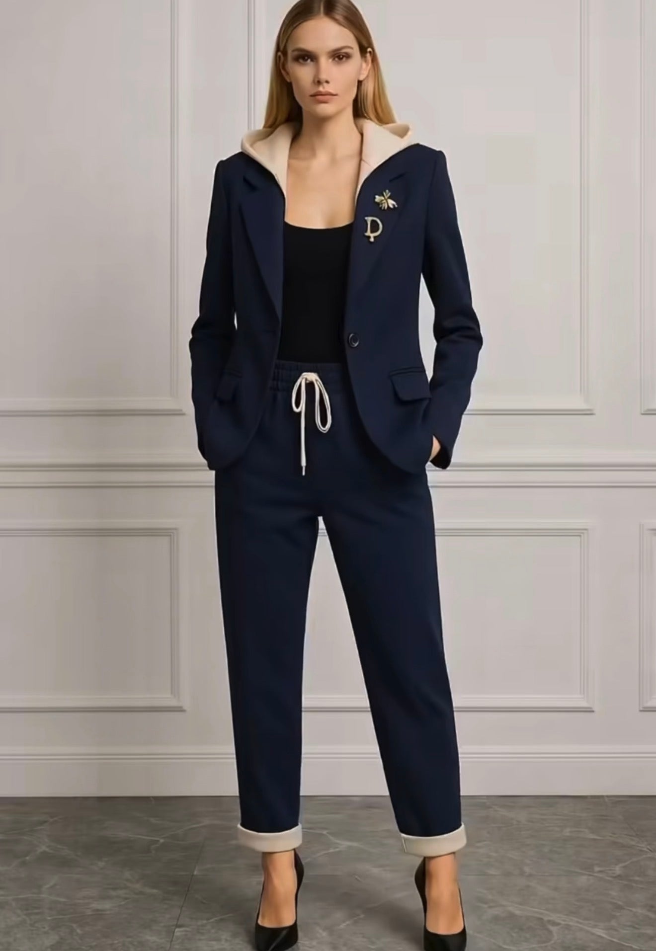 Misaya Blue Valmont — Conjunto Blazer & Pantalón Jogger | Azul Elegante