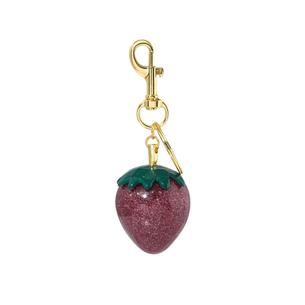Golden Strawberry Valmont — Charm Fresa Dorada para Bolso | Or & Douceur