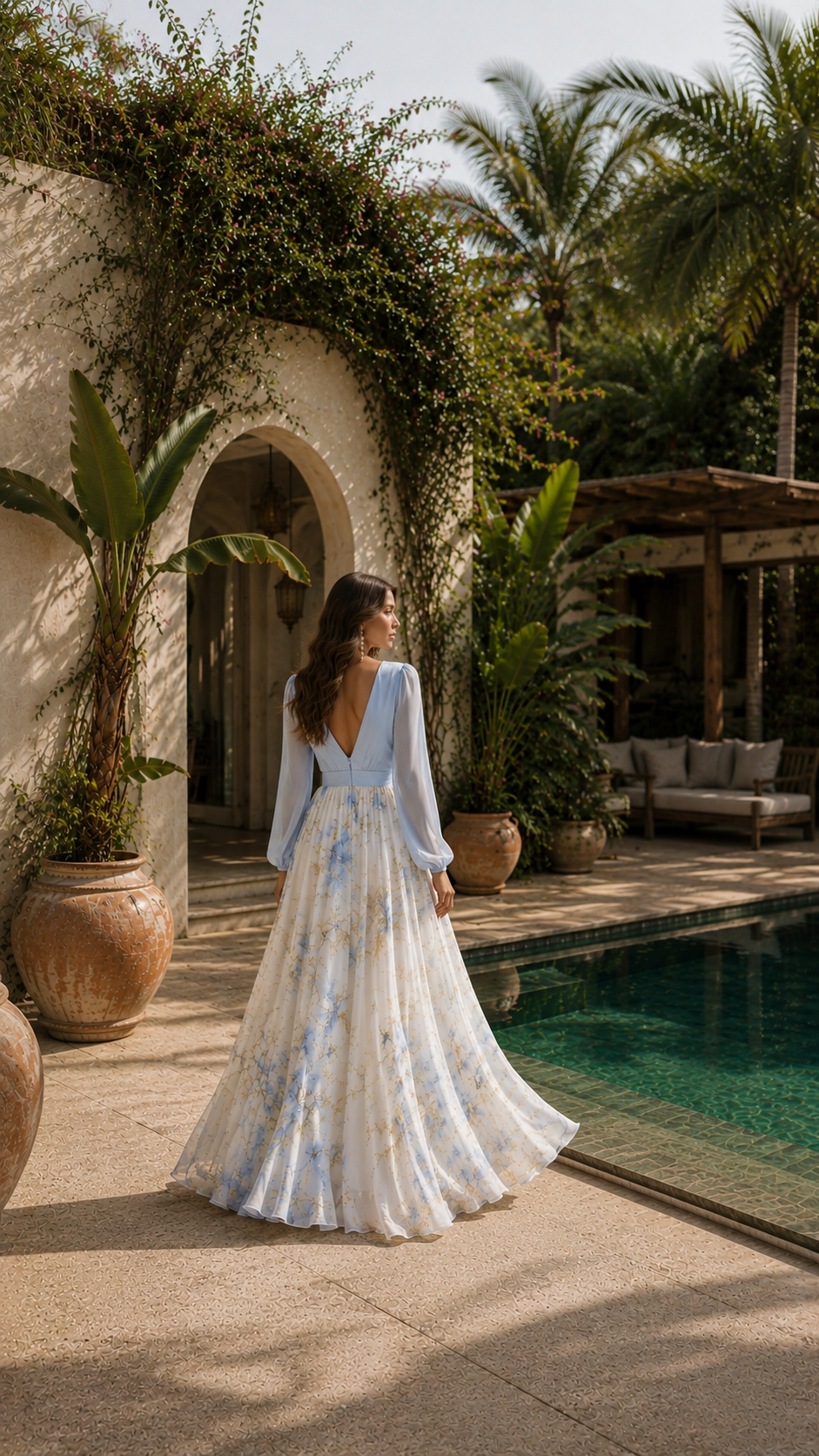 Florencia Valmont — Vestido Maxi Bicolor Falda Floral | Bali