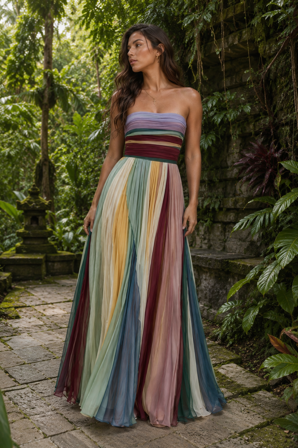 Thirza Valmont — Vestido Plisado Multicolor | Edición Especial Bali