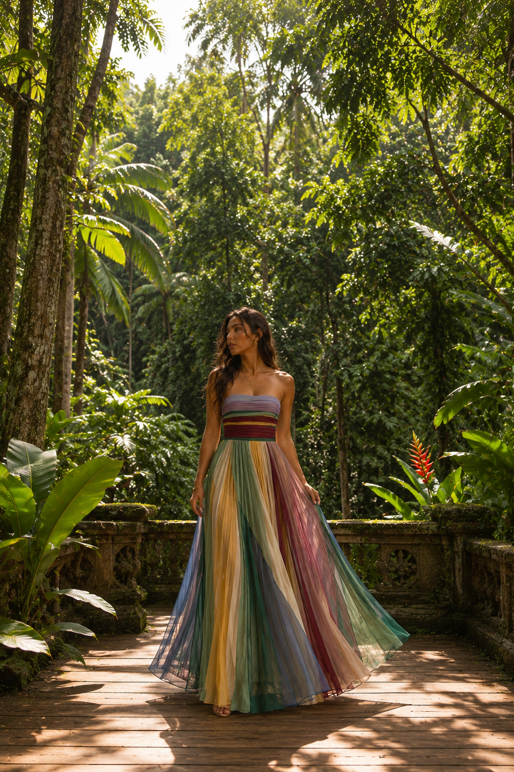 Thirza Valmont — Vestido Plisado Multicolor | Edición Especial Bali