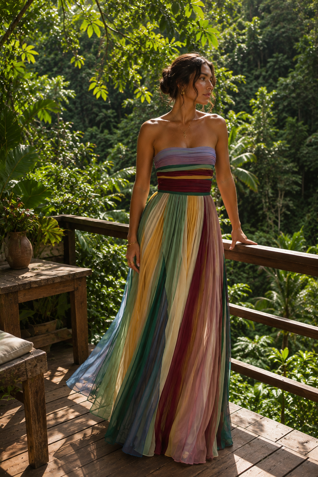 Thirza Valmont — Vestido Plisado Multicolor | Edición Especial Bali