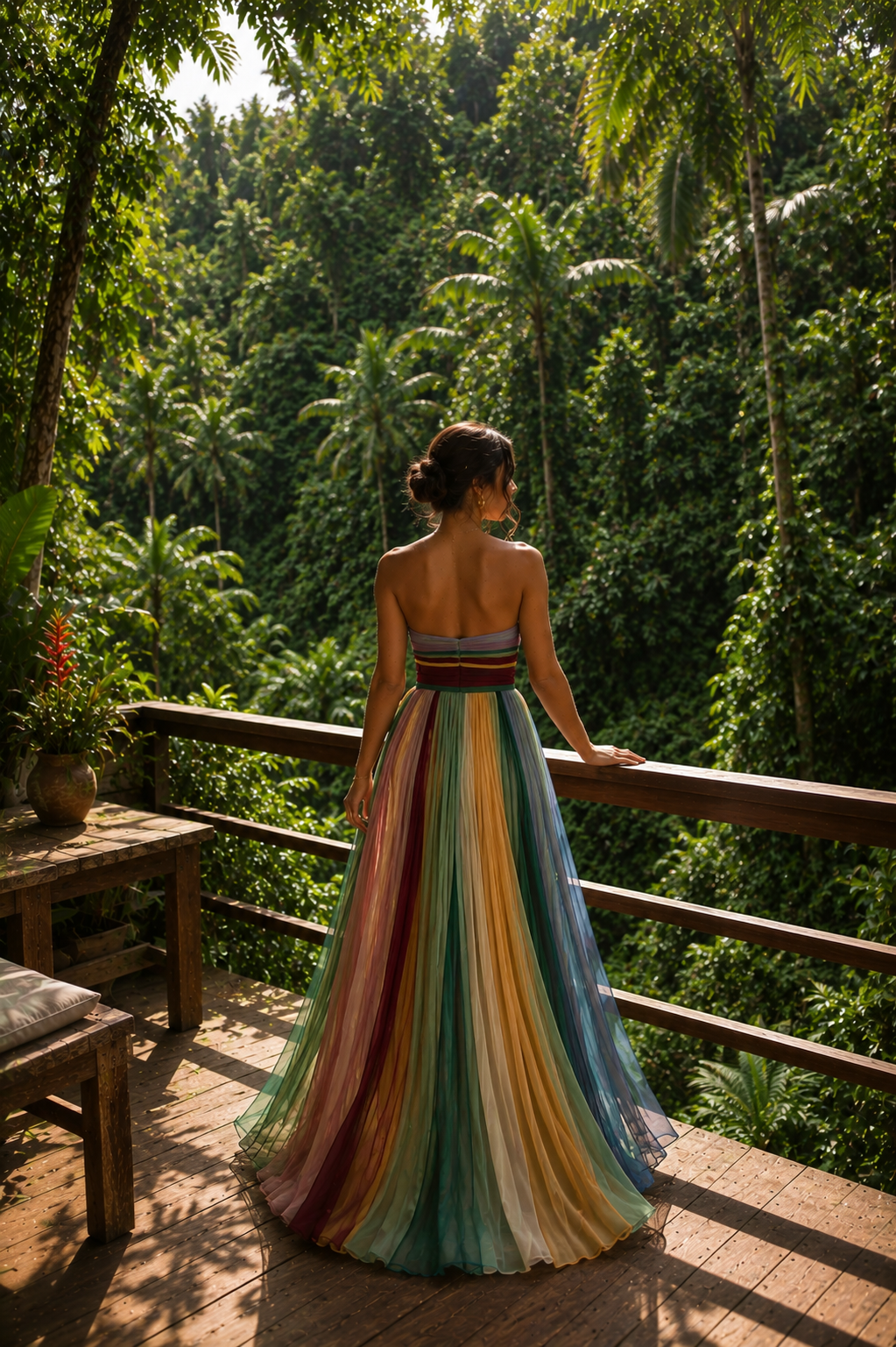 Thirza Valmont — Vestido Plisado Multicolor | Edición Especial Bali