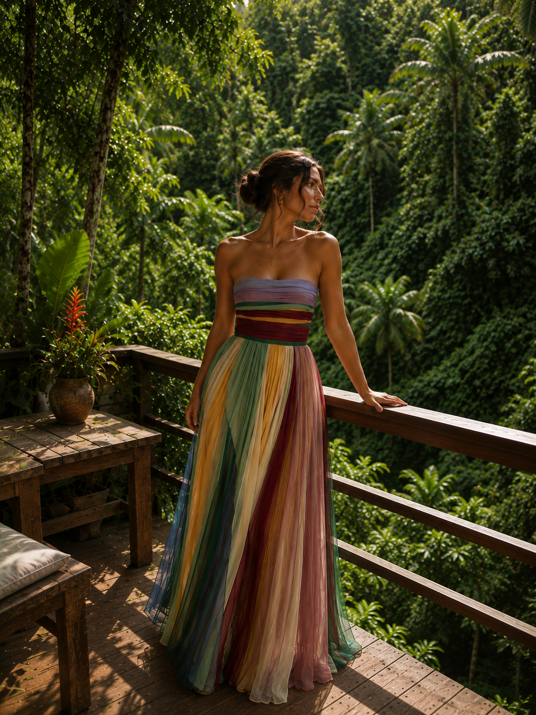 Thirza Valmont — Vestido Plisado Multicolor | Edición Especial Bali