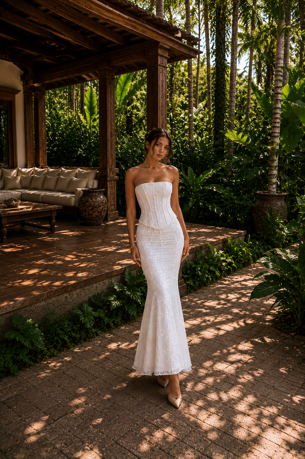 Eternal Bloom Valmont — Vestido Midi Encaje Floral & Corsé | Bali