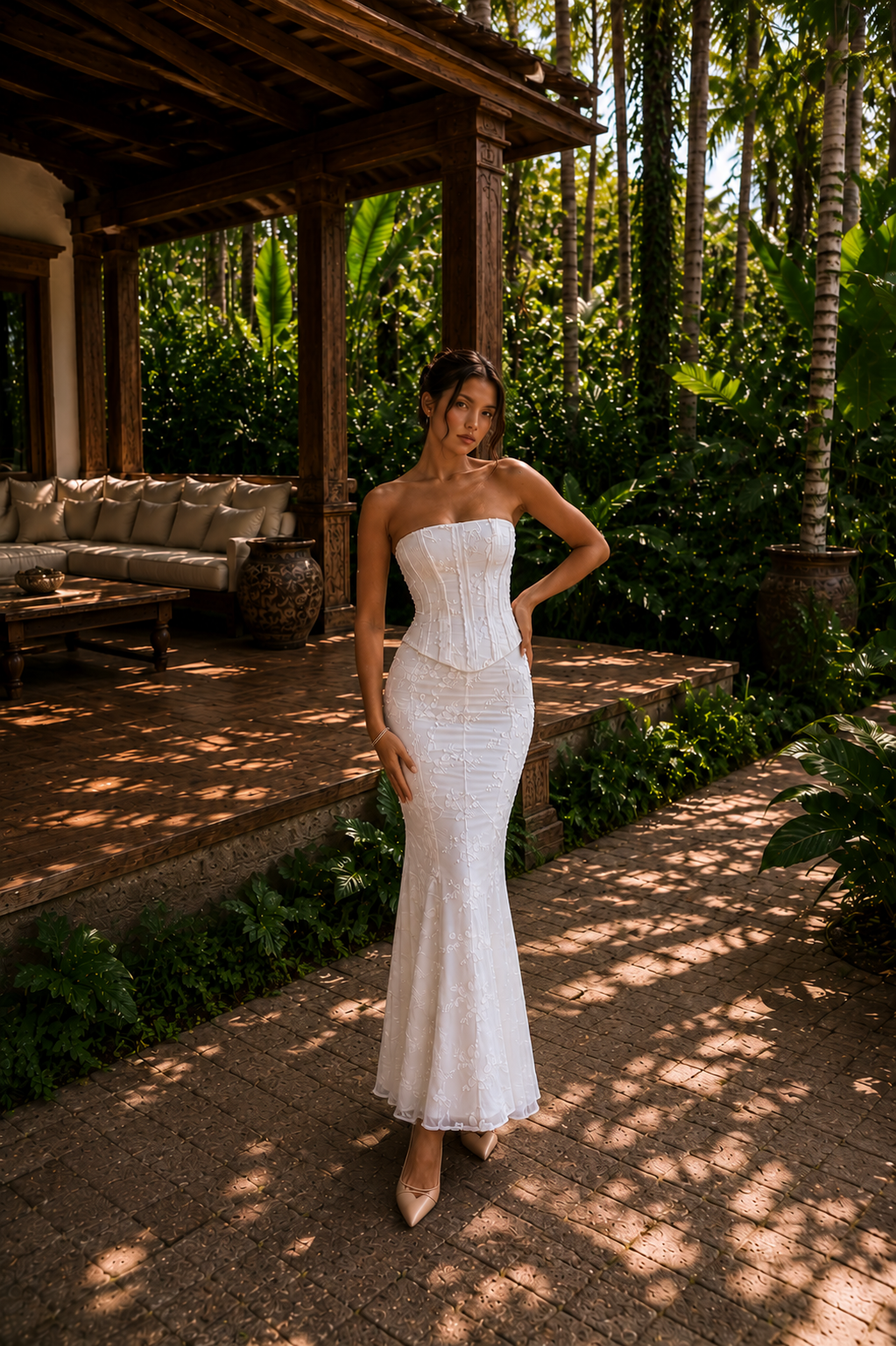 Eternal Bloom Valmont — Vestido Midi Encaje Floral & Corsé | Bali