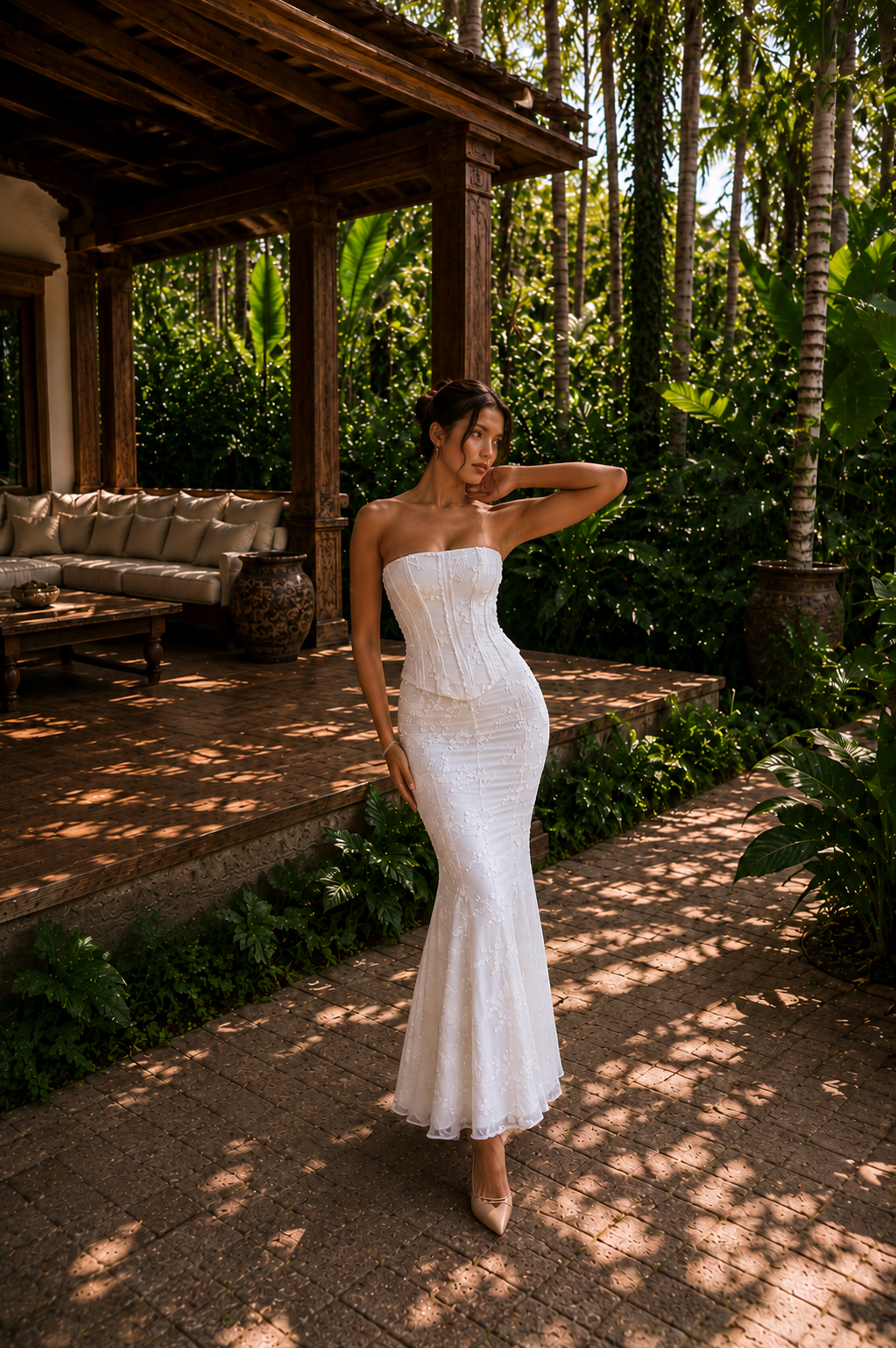 Eternal Bloom Valmont — Vestido Midi Encaje Floral & Corsé | Bali