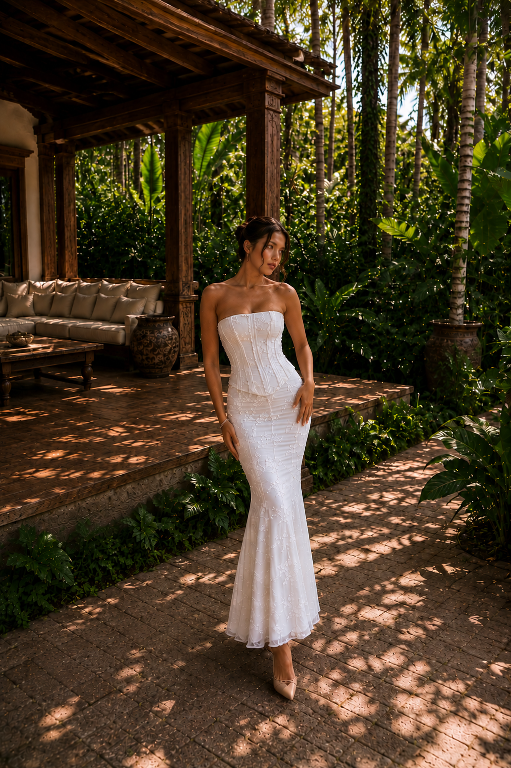 Eternal Bloom Valmont — Vestido Midi Encaje Floral & Corsé | Bali