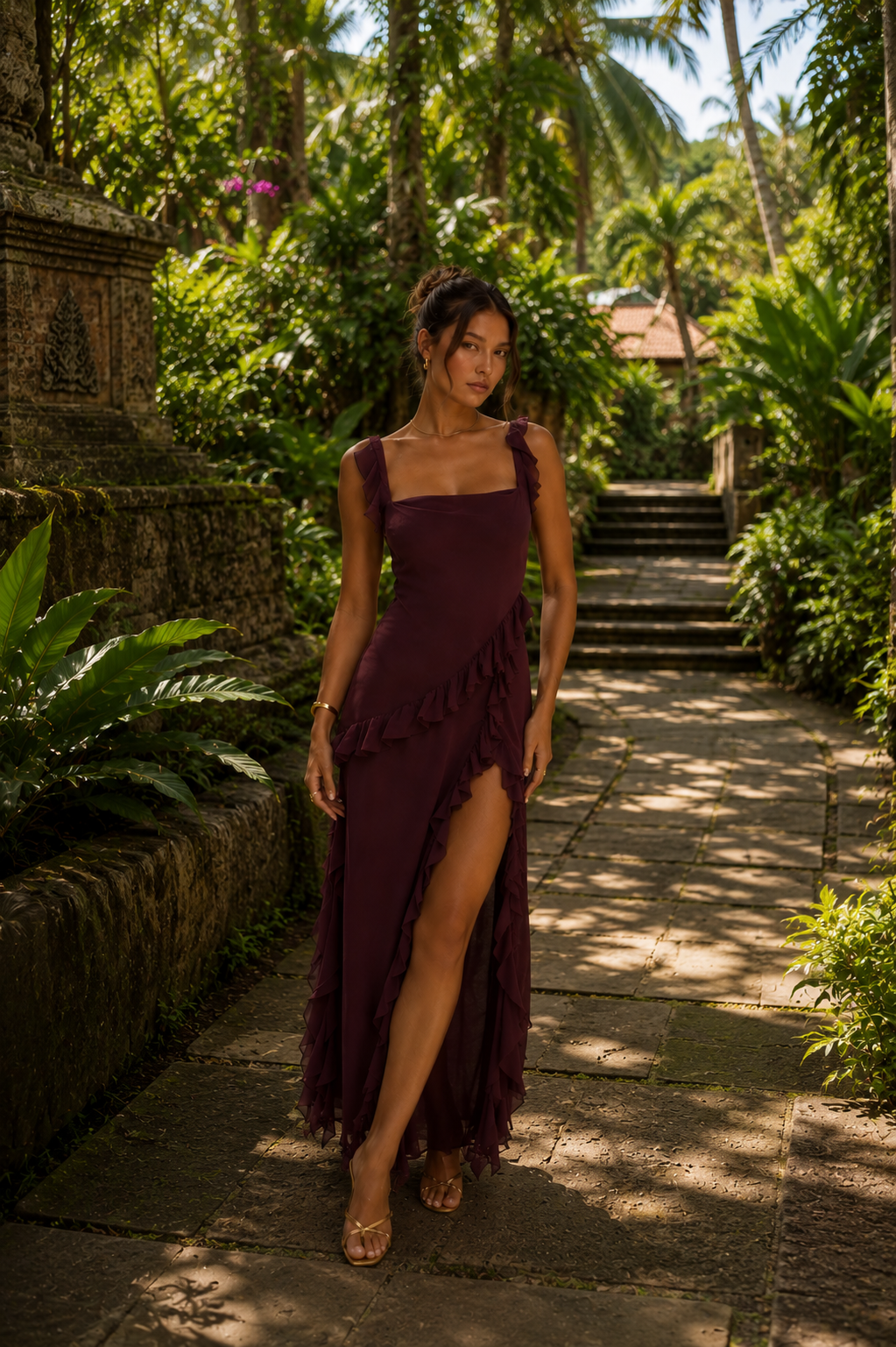 Luz Valmont — Vestido Deslumbrante con Volantes | Colección Bali