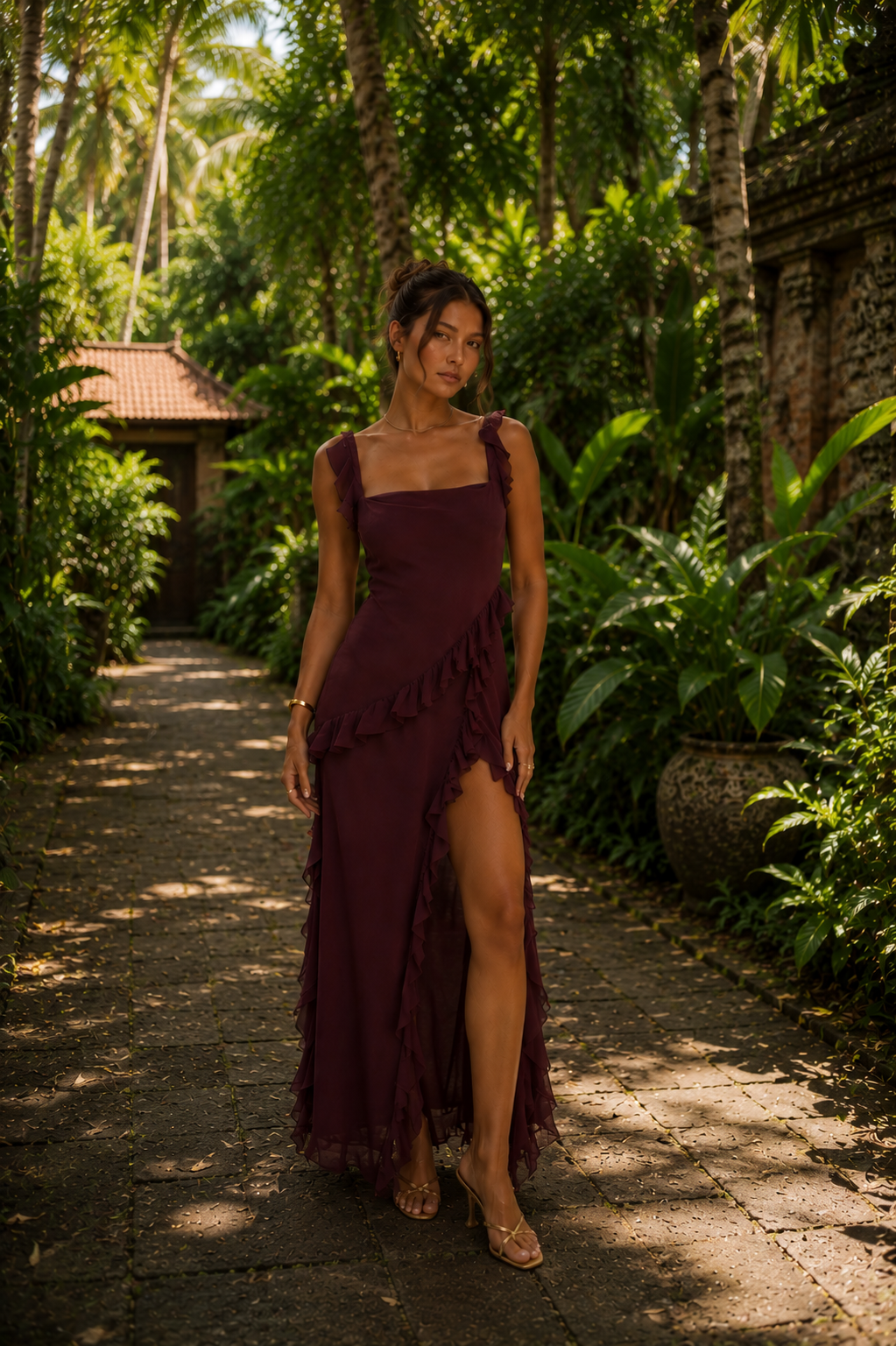 Luz Valmont — Vestido Deslumbrante con Volantes | Colección Bali
