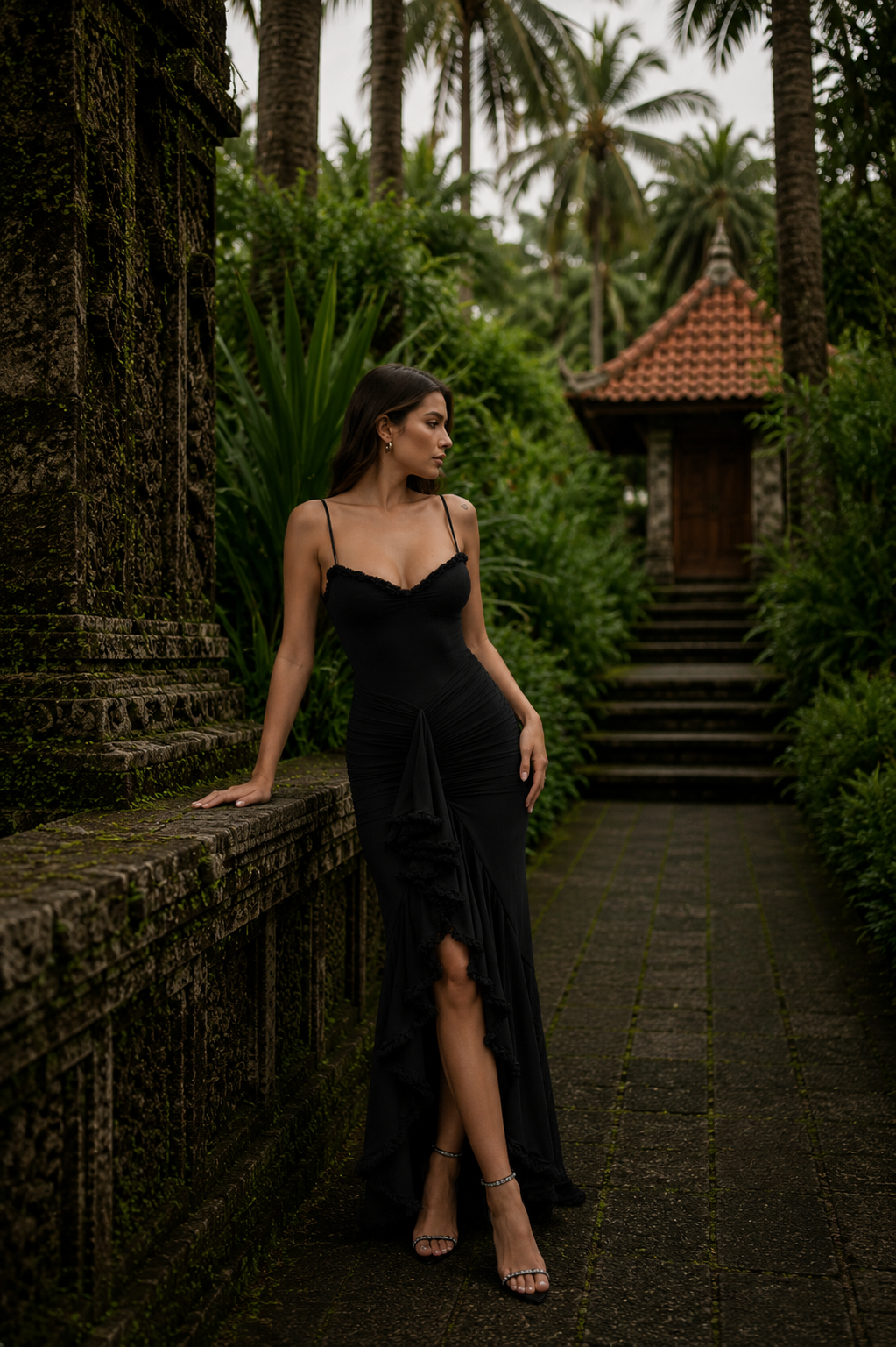 Edith Valmont — Vestido Largo Tirantes Abertura & Volantes | Bali