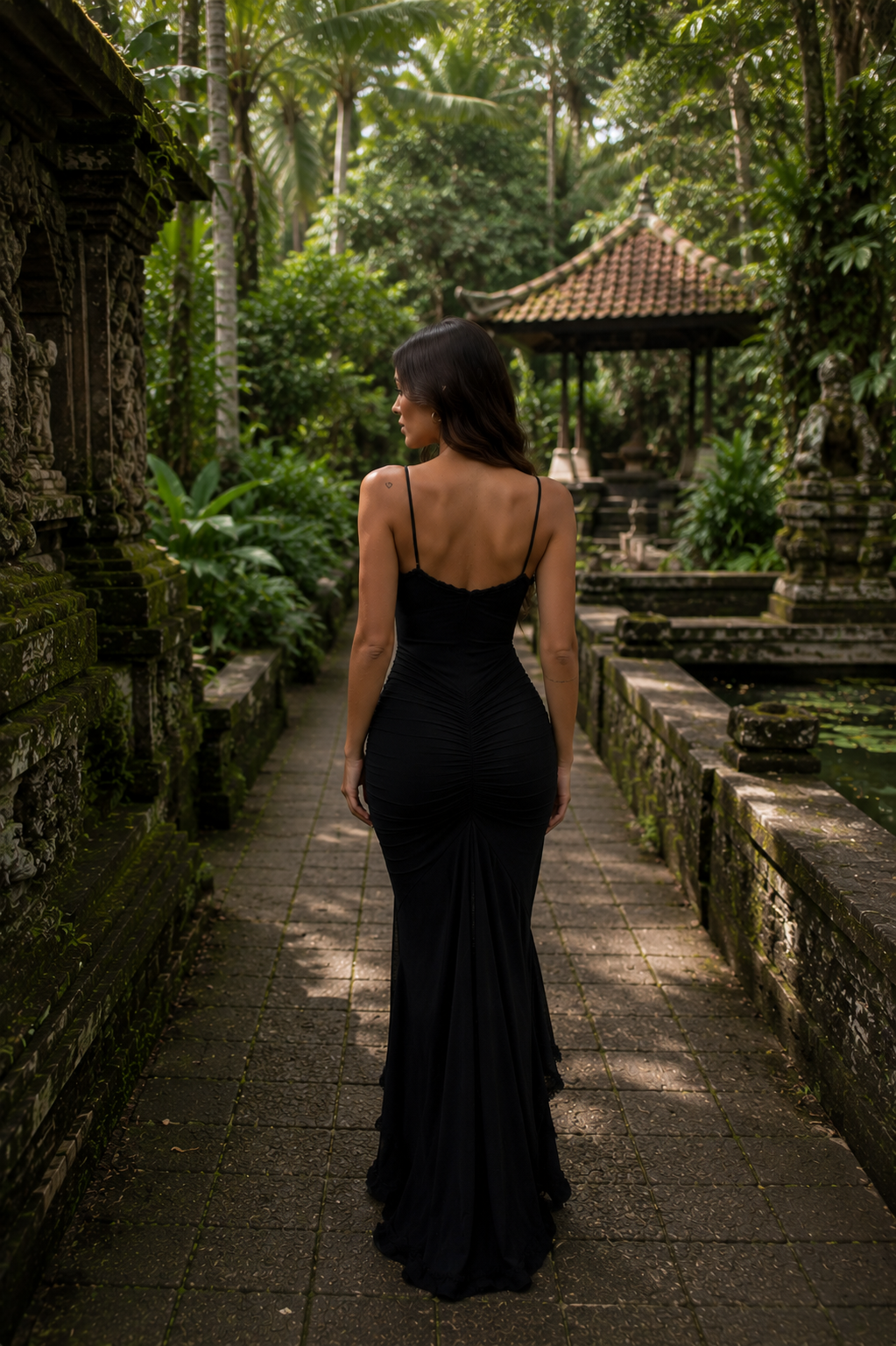 Edith Valmont — Vestido Largo Tirantes Abertura & Volantes | Bali