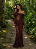 Bruma Valmont — Vestido Maxi Encaje Ruches | Colección Bali