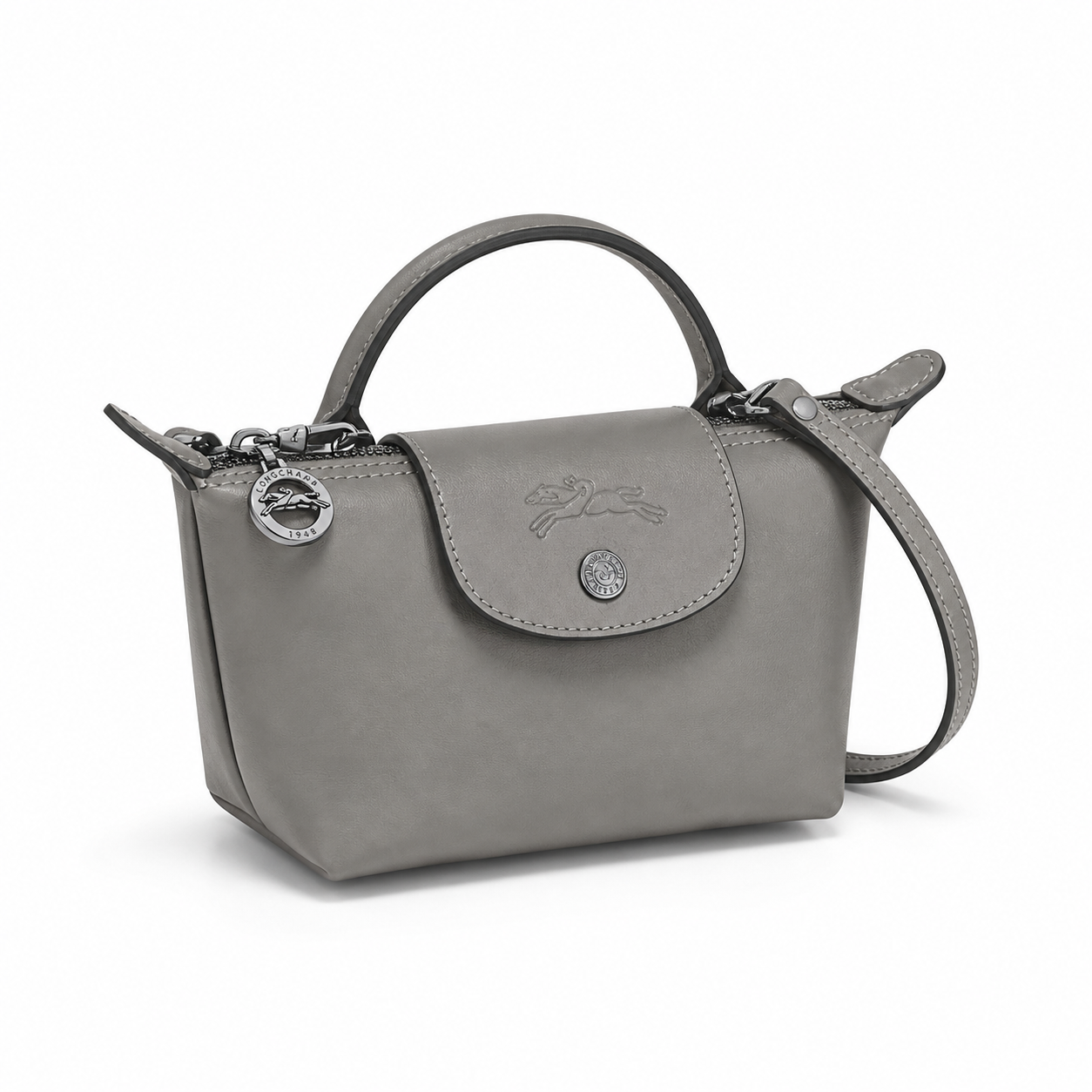 Parisien Valmont — Mini Bolso Piel Gris | Gris Élégant