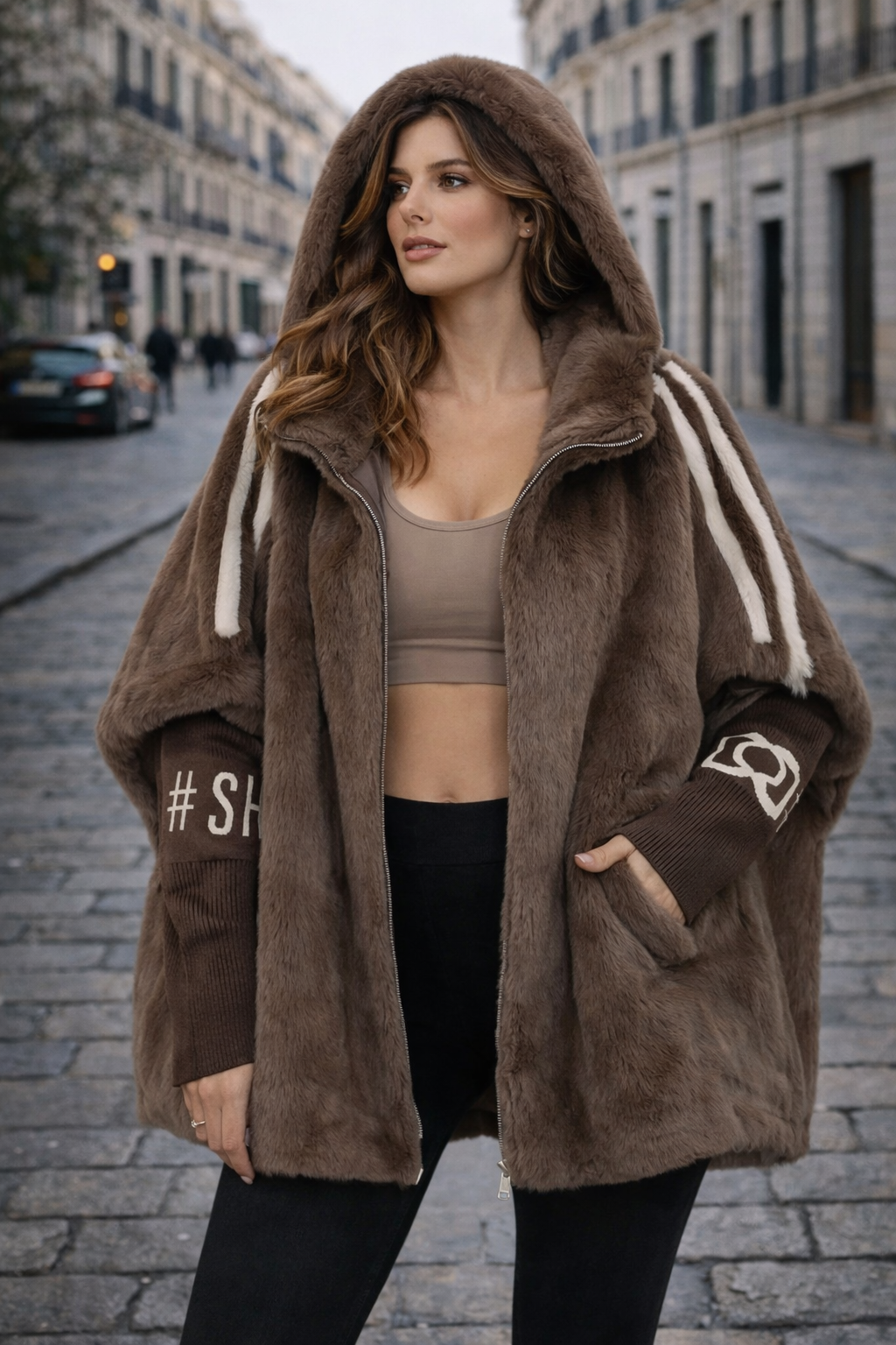Camila Signature Valmont — Chaqueta de Pelo con Capucha | LIQUIDACIÓN 70%