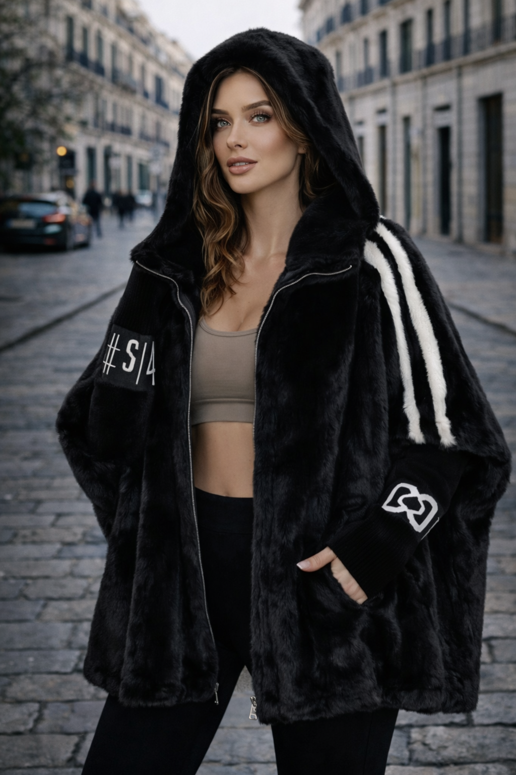 Camila Signature Valmont — Chaqueta de Pelo con Capucha | LIQUIDACIÓN 70%